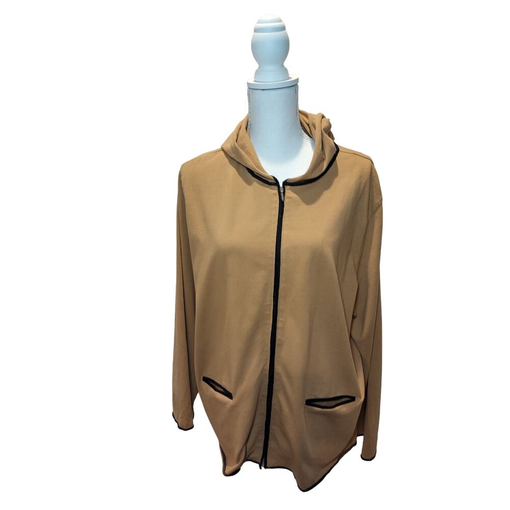 Relativity Womens Cardigan Sweater Long Sleeves Full Zip Hoodie Brown Size 2X